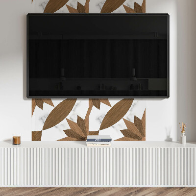 Obdélníkový obkladový panel Geometryczne kształty z drewnianym akcentem