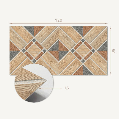 Obdélníkový obkladový panel Wzór geometryczny z naturalnym drewnem