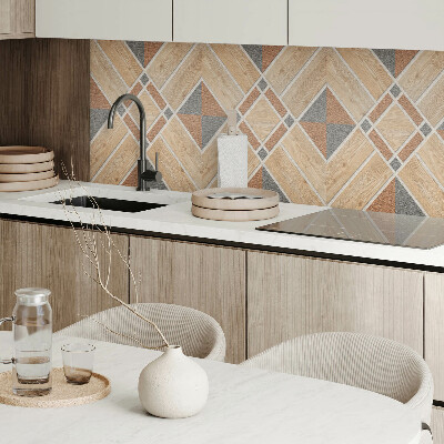 Obdélníkový obkladový panel Wzór geometryczny z naturalnym drewnem