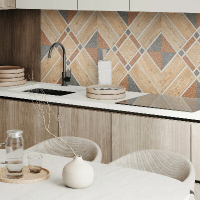 Obdélníkový obkladový panel Wzór geometryczny z naturalnym drewnem