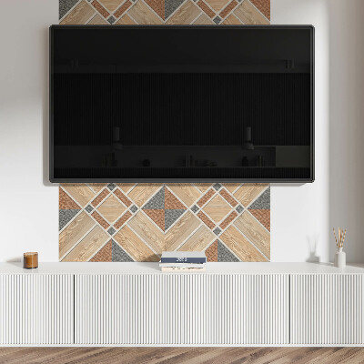 Obdélníkový obkladový panel Wzór geometryczny z naturalnym drewnem