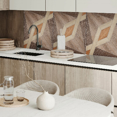 Obdélníkový nástěnný panel Wzór geometryczny z naturalnego drewna