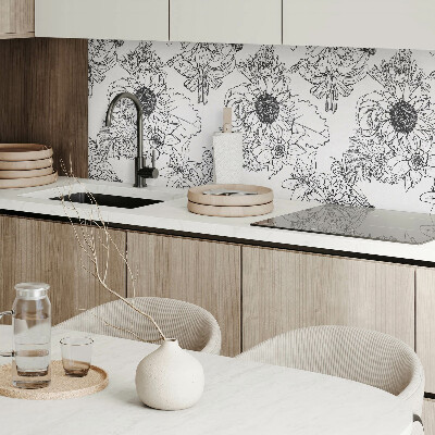 Čtvercový panel na zeď Květinové linie v designu