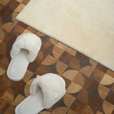 Čtvercový panel na zeď Dřevěný motiv v geometrickém stylu