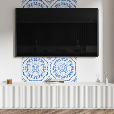 Čtvercový nástěnný panel Květiny v geometrickém kruhu
