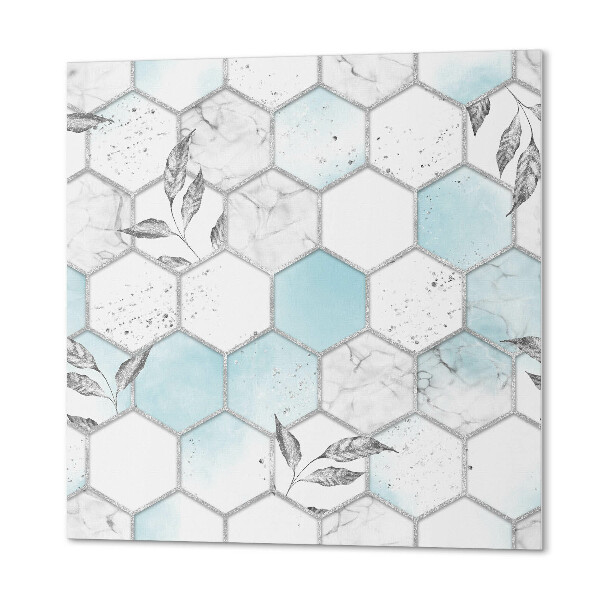 Čtvercový obkladový panel Hexagonální motiv se zelenými listy