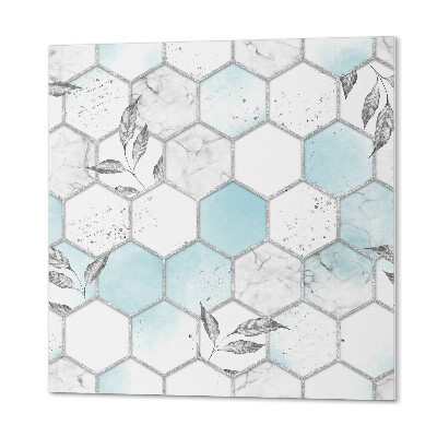 Čtvercový obkladový panel Hexagonální motiv se zelenými listy