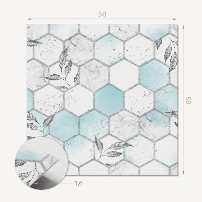 Čtvercový obkladový panel Hexagonální motiv se zelenými listy