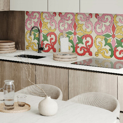 Čtvercový obkladový panel Květiny obklopené elegantními ornamenty