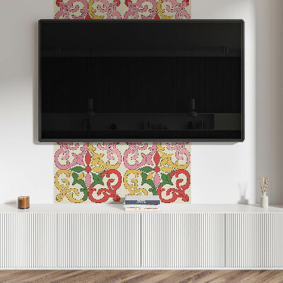 Čtvercový obkladový panel Květiny obklopené elegantními ornamenty