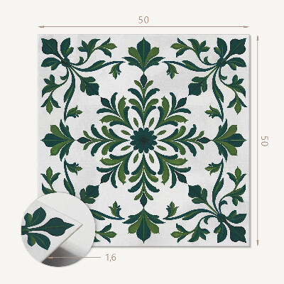 Čtvercový panel na zeď Dekorativní rostlinný vzor s ornamenty