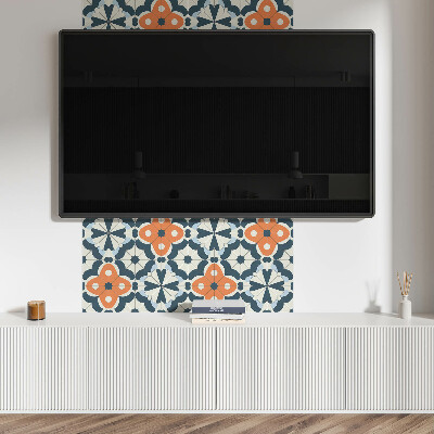 Čtvercový panel na zeď Kachlový design s květinami