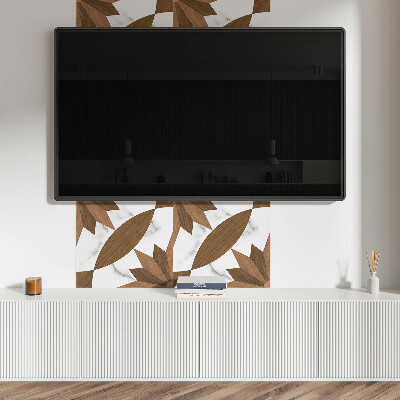 Čtvercový obkladový panel Geometrická kombinace s dřevěnými prvky