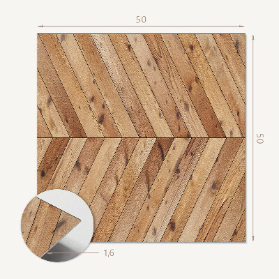 Čtvercový nástěnný panel Stylový diagonální vzor prken
