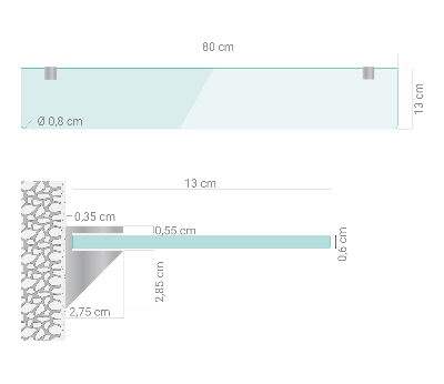 Skleněná police závěsná transparentní