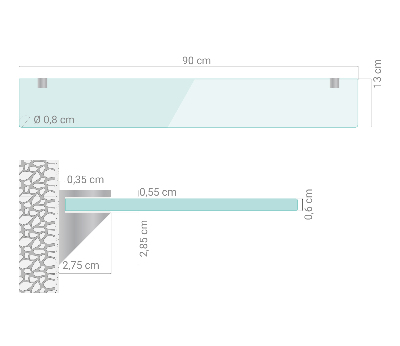 Skleněná police závěsná transparentní