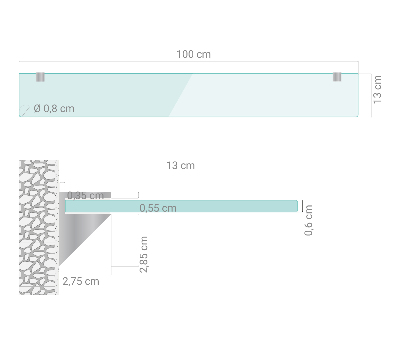 Skleněná police závěsná transparentní