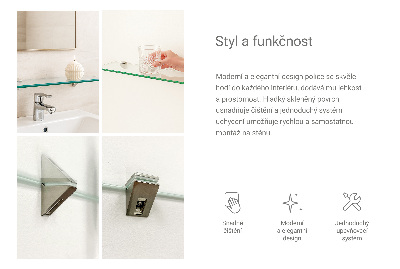 Skleněná police závěsná transparentní