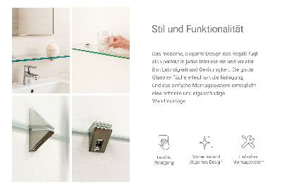 Skleněná police závěsná transparentní