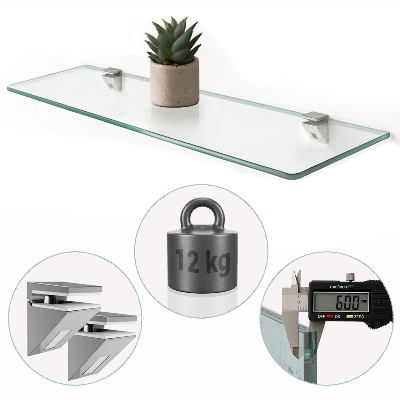 Skleněná police závěsná transparentní