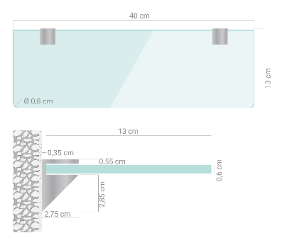 Skleněná police závěsná transparentní