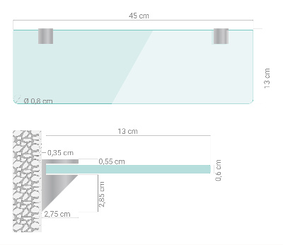Skleněná police závěsná transparentní