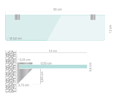 Skleněná police závěsná transparentní