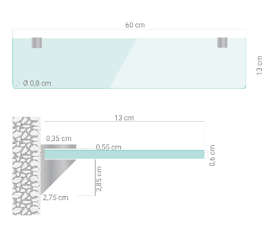 Skleněná police závěsná transparentní
