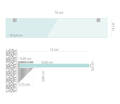 Skleněná police závěsná transparentní