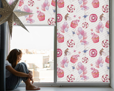 Vnitřní roleta do okna Růžové balónky koblihy a králíci