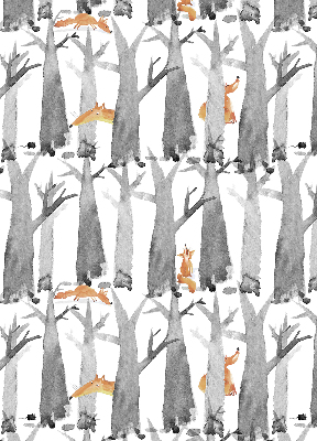 Stahovací roleta Šedé stromy červené lišky