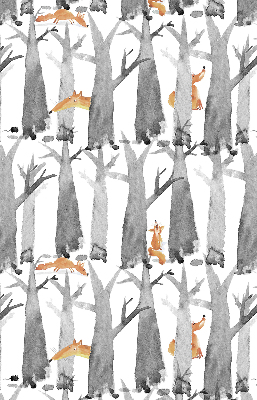 Stahovací roleta Šedé stromy červené lišky