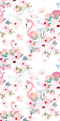 Roleta do okna Flamingo mezi květinami