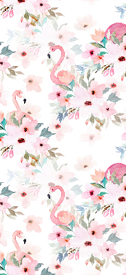 Roleta do okna Flamingo mezi květinami