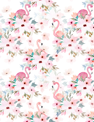 Roleta do okna Flamingo mezi květinami
