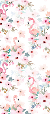 Roleta do okna Flamingo mezi květinami
