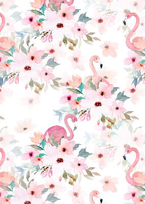 Roleta do okna Flamingo mezi květinami