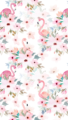 Roleta do okna Flamingo mezi květinami