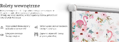 Roleta do okna Flamingo mezi květinami