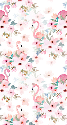 Roleta do okna Flamingo mezi květinami
