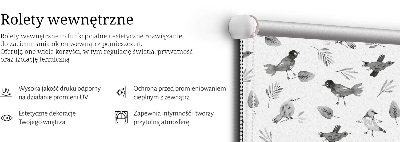 Vnitřní roleta do okna Nakreslené ptáky a listy