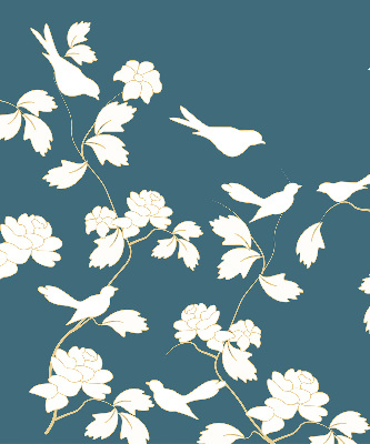 Stahovací roleta Bílí ptáci na bílých květech
