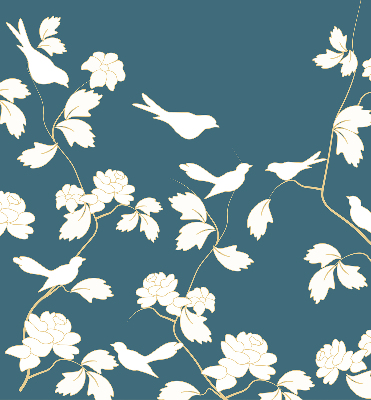 Stahovací roleta Bílí ptáci na bílých květech
