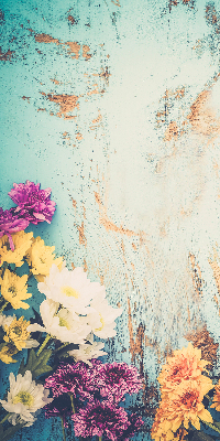 Roleta na okno Květiny na modrém pozadí