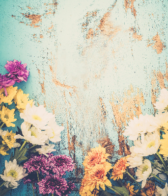 Roleta na okno Květiny na modrém pozadí