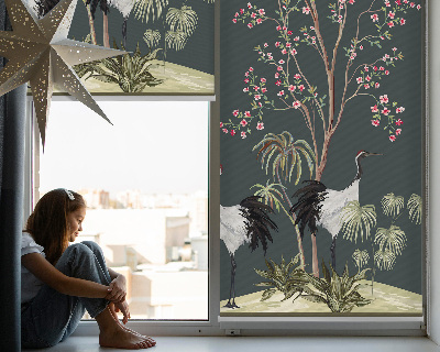 Vnitřní roleta do okna Ptáci s růžovým keřem
