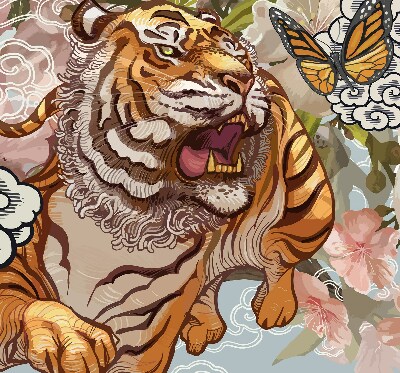 Roleta do okna Tygr v květinách