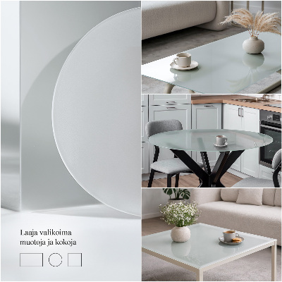 Deska na stůl čtvercového tvaru v poloprůhledném provedení