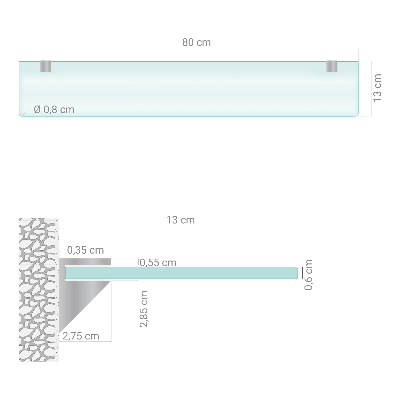 Skleněná police pod zrcadlo poloprůhledná
