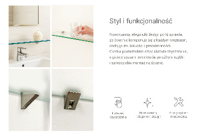 Skleněná police pod zrcadlo poloprůhledná